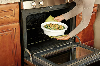 Small 2.5 Quart Casserole Slow Cooker in White/Blue, Enjoy Eye-Catching Quick Meals, Durable and Compact