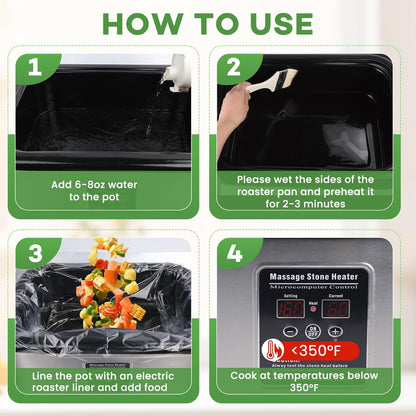 Electric Roaster Liners 34 X 18 Inch 15 Counts Disposable Roaster Liners Fits 16, 18, 22 Quarts Roasters, Roasting Oven Liners Cooking Bags for Immediate Cleanup