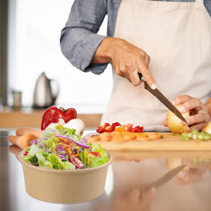 50 Pack 25 Oz Kraft Paper Bowls with Lid, Paper Salad Bowls, Disposable Food Container, to Go Food Container for Party, Salad, Soup, Ice Cream