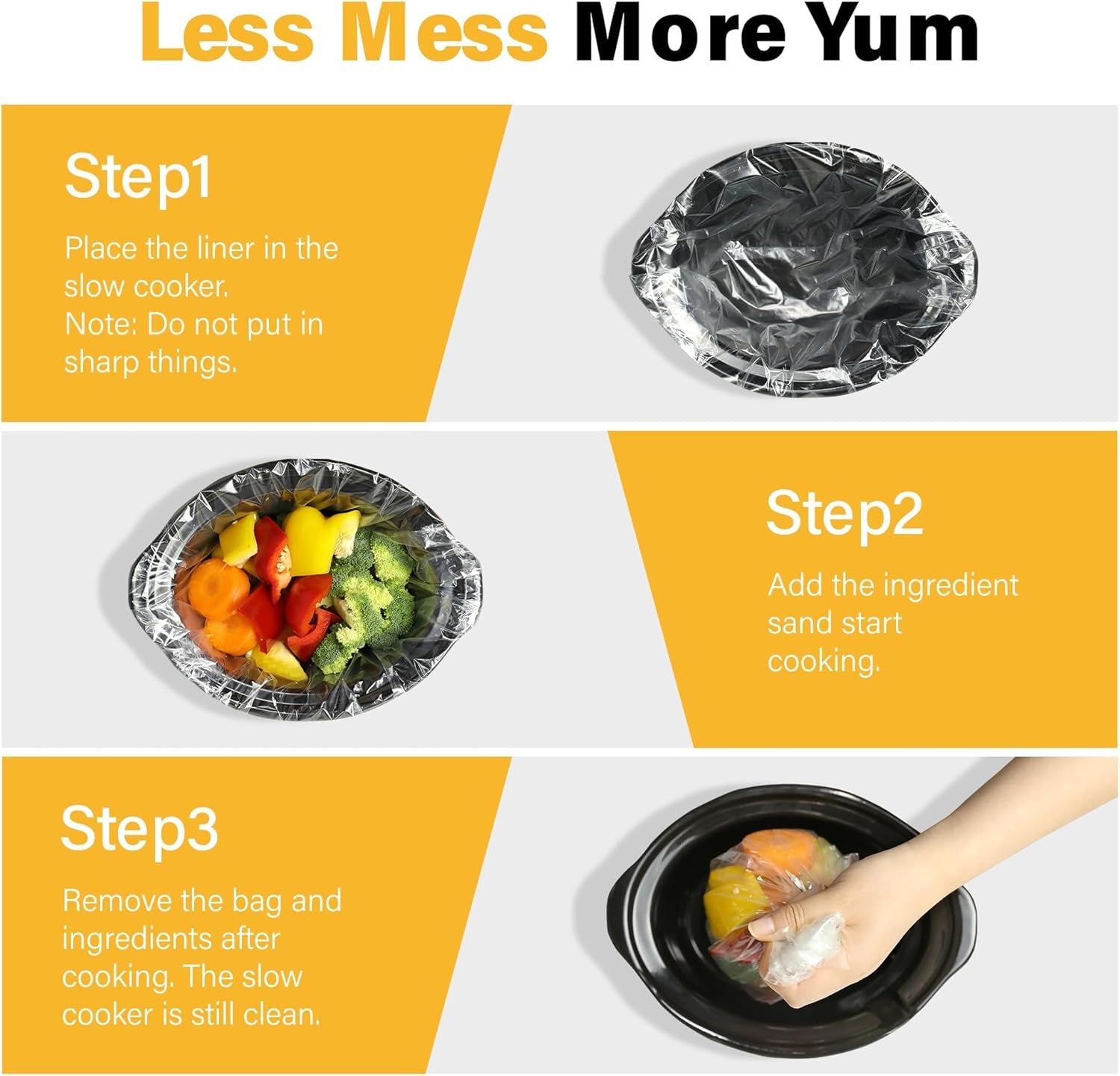 Slow Cooker Liners, Disposable Cooking Bags Large Size Pot Liners Fit 1QT to 4Qt,Suitable for Oval & round Pot 10 Count