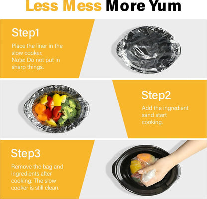 Slow Cooker Liners, Disposable Cooking Bags Large Size Pot Liners Fit 1QT to 4Qt,Suitable for Oval & round Pot 10 Count