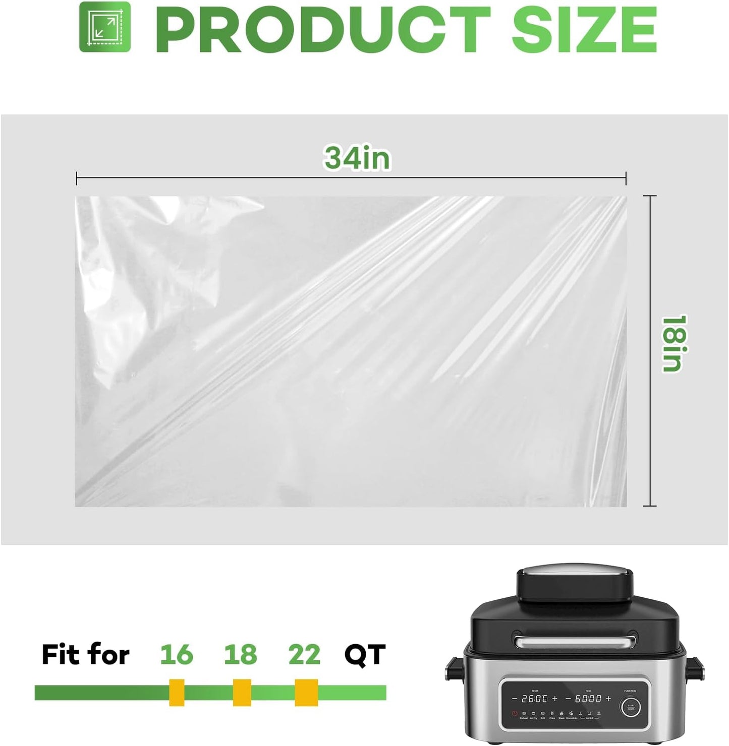 Electric Roaster Liners 34 X 18 Inch 15 Counts Disposable Roaster Liners Fits 16, 18, 22 Quarts Roasters, Roasting Oven Liners Cooking Bags for Immediate Cleanup