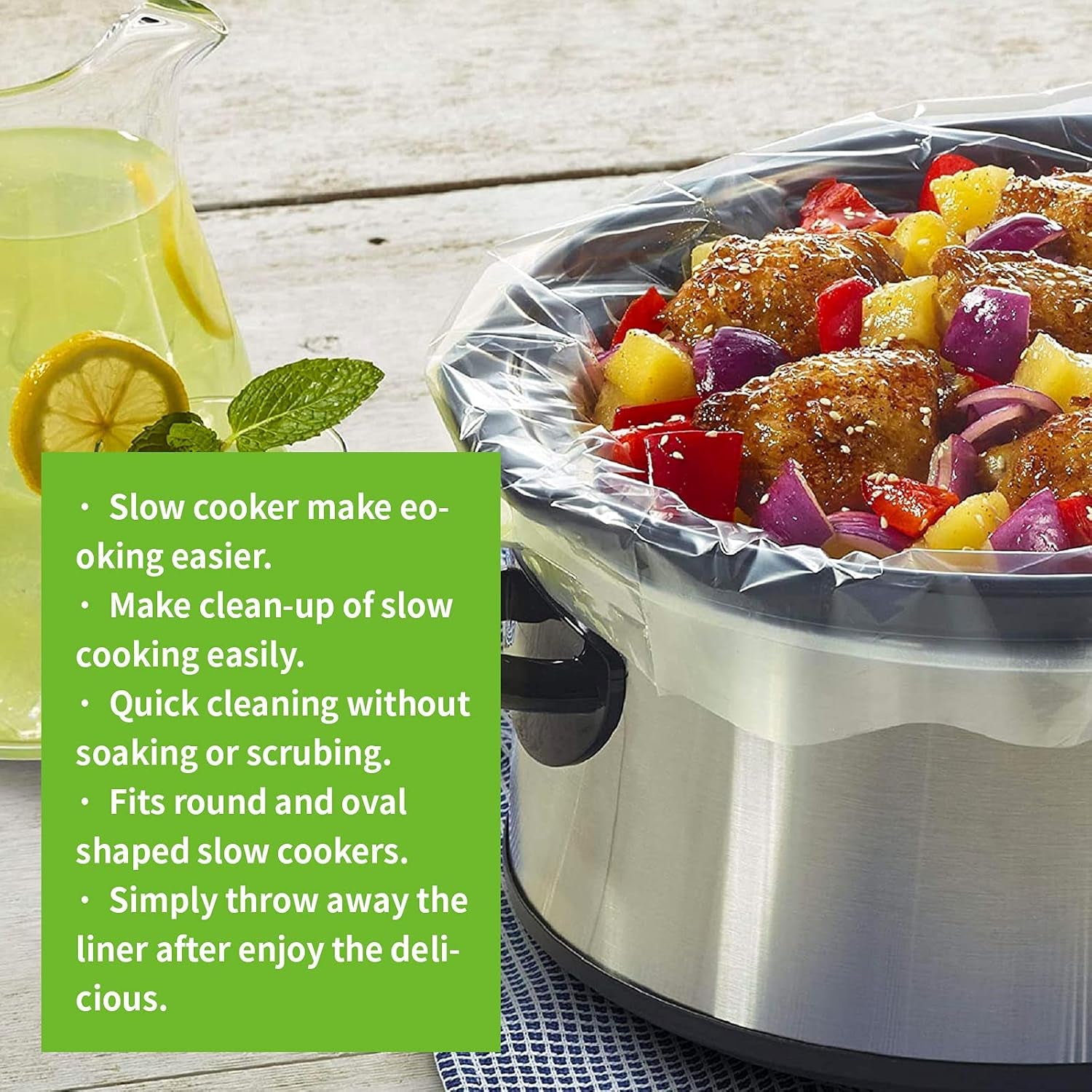 Slow Cooker Liners Disposable Cooking Bags Large Size Pot Liners Fit 4QT to 8.5QT Suitable for Oval & round Pot (20 BAGS)