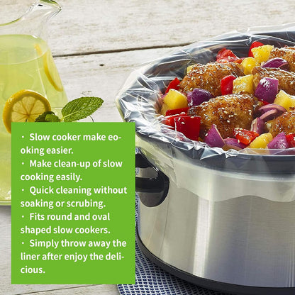 Slow Cooker Liners Disposable Cooking Bags Large Size Pot Liners Fit 4QT to 8.5QT Suitable for Oval & round Pot (20 BAGS)
