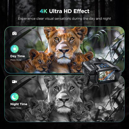 4K Night Vision Goggles for Adults, 2000FT Infrared Night Vision Binoculars with 64GB Card, Tactical Light, 8X Digital Zoom for Outdoor, Camping and Travel